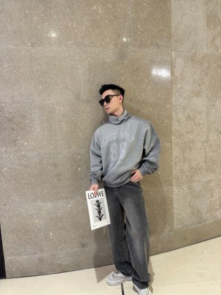 Grey Turtleneck Hoodie Sweatshirt view 5