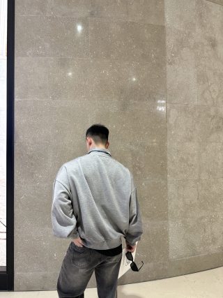 Grey Turtleneck Hoodie Sweatshirt view 7