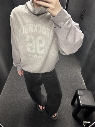 Grey Turtleneck Hoodie Sweatshirt view 9