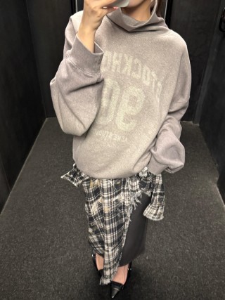 Grey Turtleneck Hoodie Sweatshirt view 10
