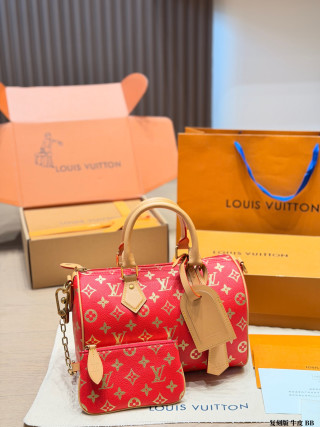 Louis Vuitton Speedy Monogram Red Handbag 25cm view 4