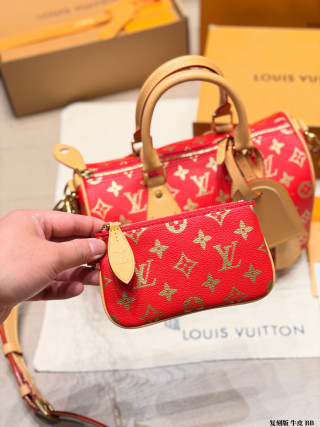 Louis Vuitton Speedy Monogram Red Handbag 25cm view 5