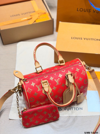 Louis Vuitton Speedy Monogram Red Handbag 25cm view 7