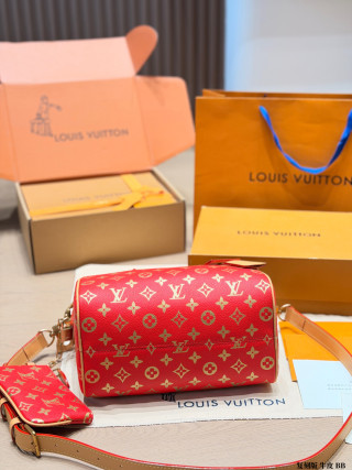 Louis Vuitton Speedy Monogram Red Handbag 25cm view 8