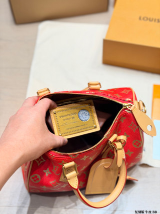 Louis Vuitton Speedy Monogram Red Handbag 25cm view 9