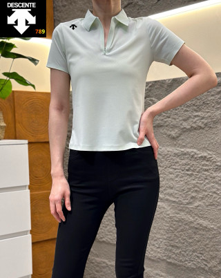 Descente Women's Short Sleeve Polo Shirt - Beige view 3