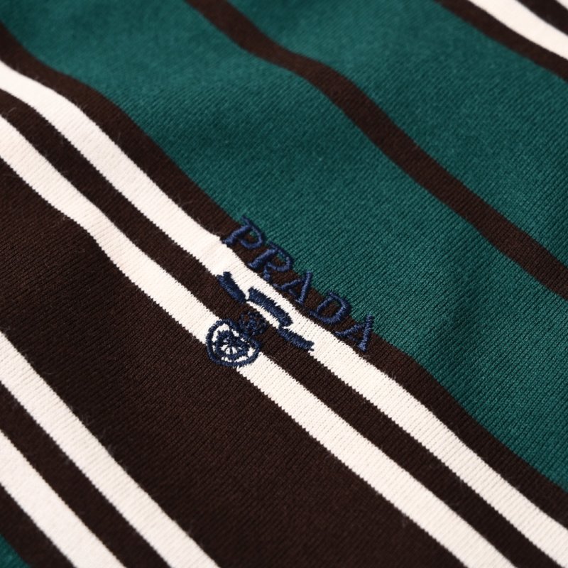 Prada Green & Black Striped Polo Shirt view