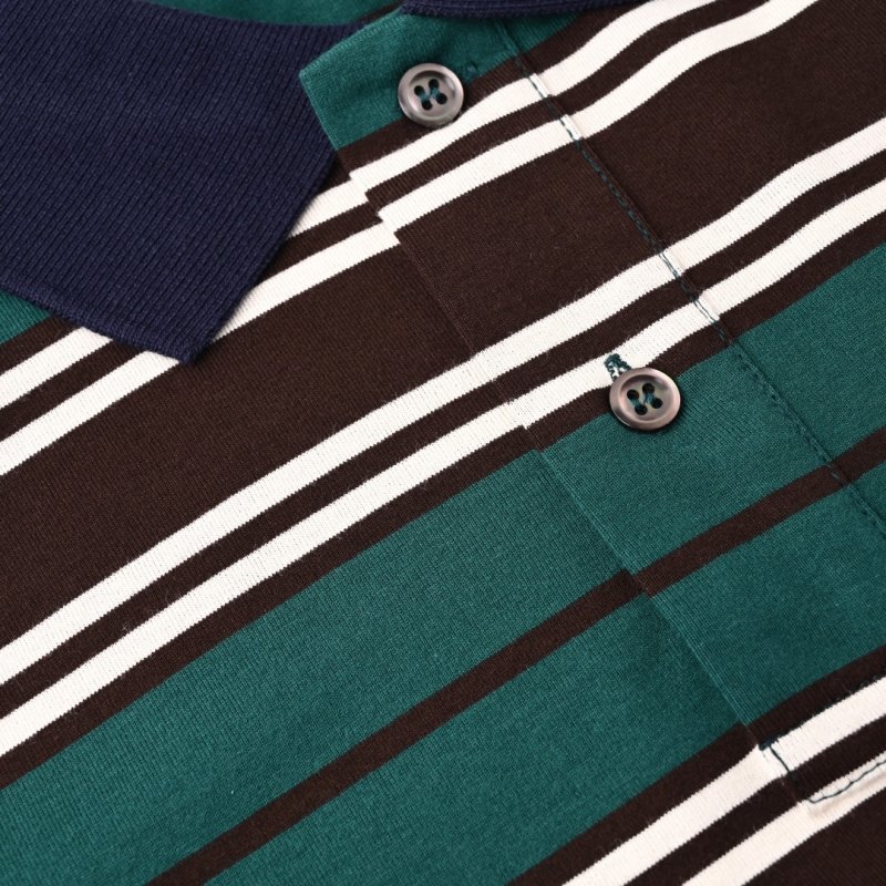 Prada Green & Black Striped Polo Shirt view