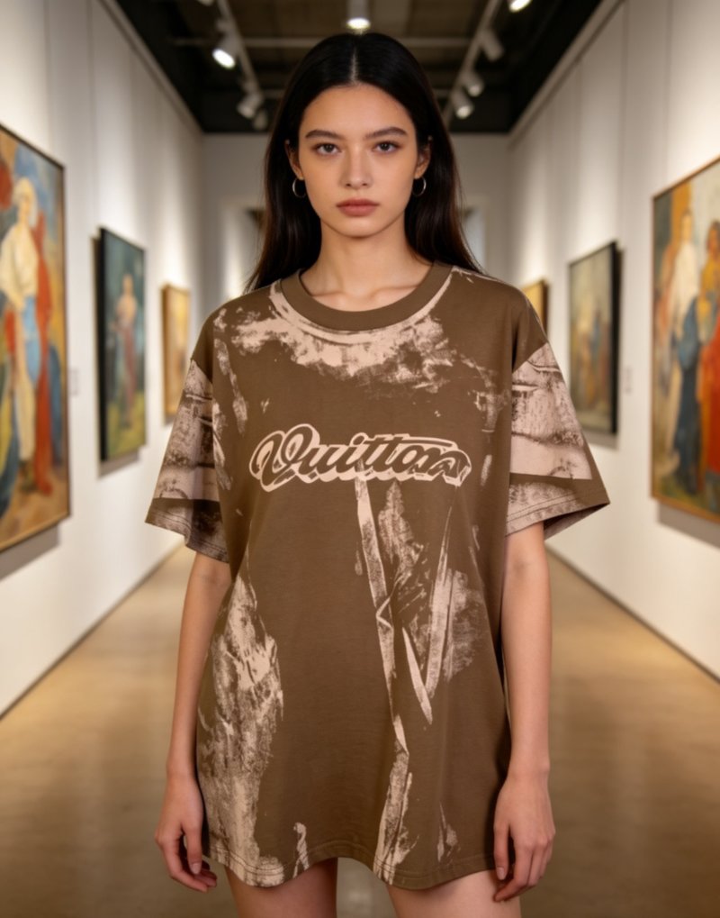 Oversized Tie-Dye Brown Graphic T-Shirt