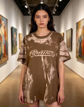 Oversized Tie-Dye Brown Graphic T-Shirt
