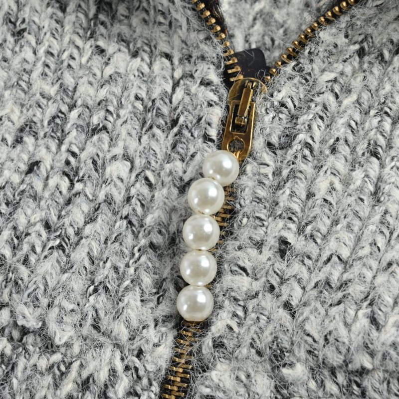 Louis Vuitton Grey Knit Zip Cardigan with LV Logo view