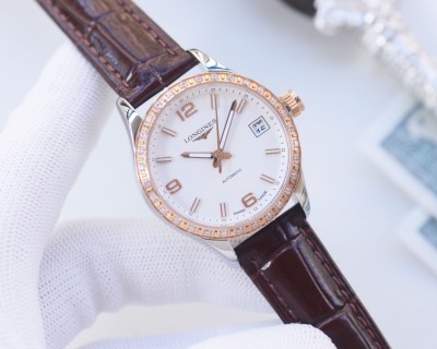 Longines DolceVita Conquest Diamond Bezel Black Dial Watch view 6