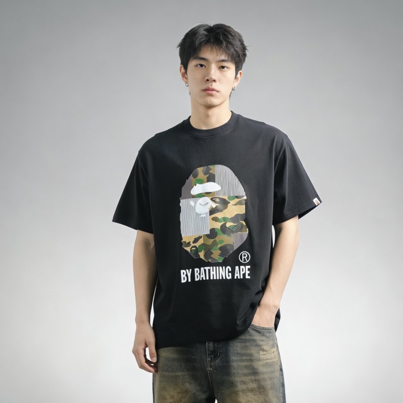 A Bathing Ape Camo Head Logo Black T-Shirt view