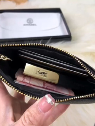 Gucci Black Leather Coin Purse with Gold Hardware