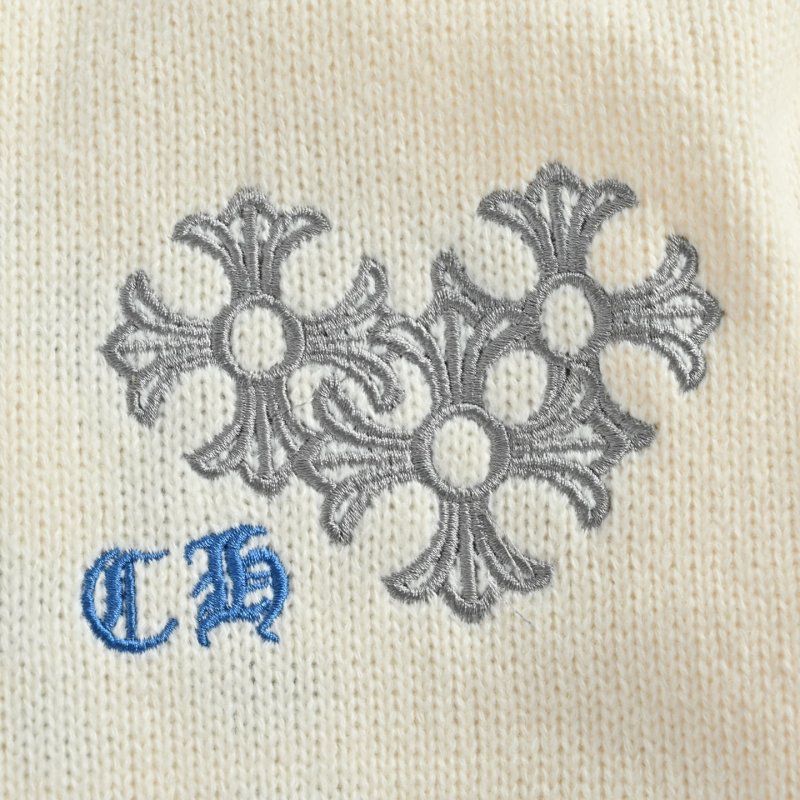Chrome Hearts Cream Wool Blend Sweater with Circular Logo Print view
