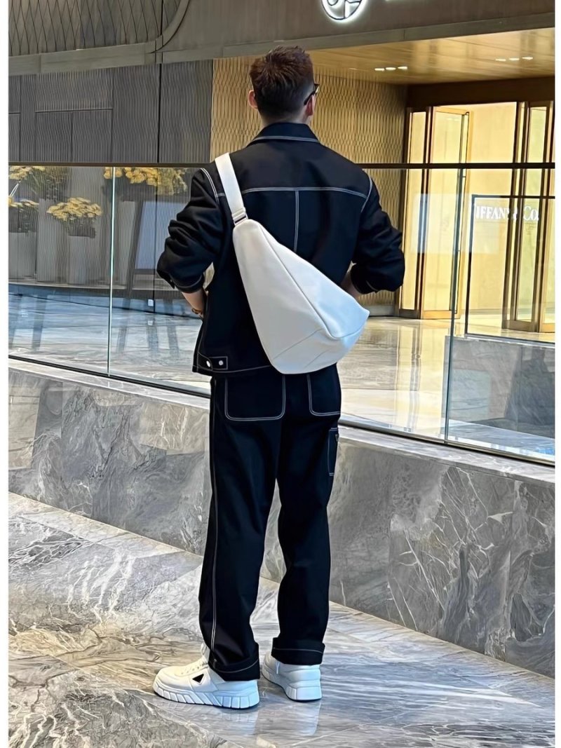 Prada Black Nylon Harrington Jacket with Contrast Stitching view