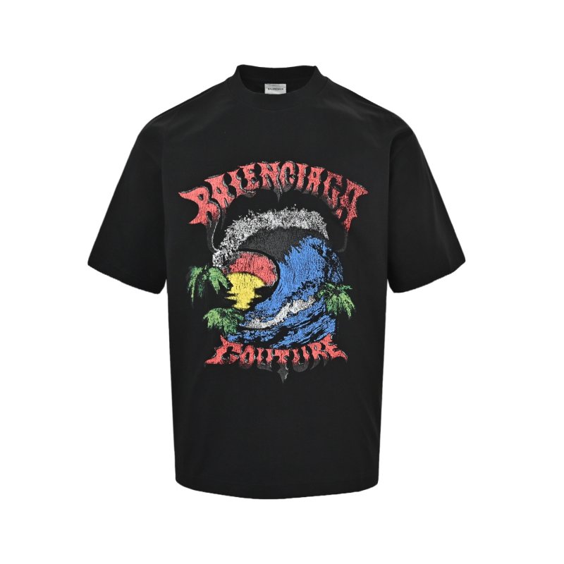 Black Graphic Print Short Sleeve T-Shirt with Colorful Dragon Design view