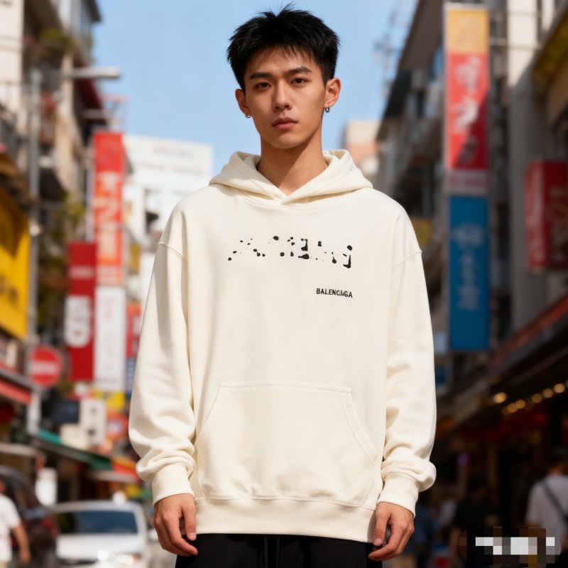 Balenciaga Cream Logo Hoodie