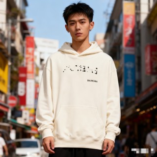 Balenciaga Cream Logo Hoodie