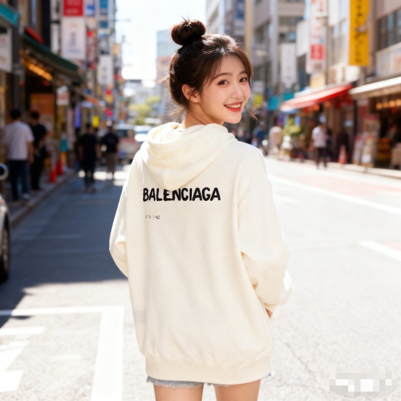 Balenciaga Cream Logo Hoodie view