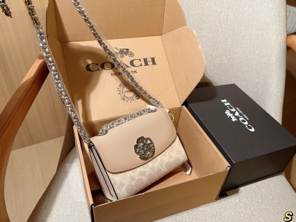 Coach Parker Camellia Chain Crossbody Bag Cream