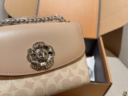 Coach Parker Camellia Chain Crossbody Bag Cream view 6