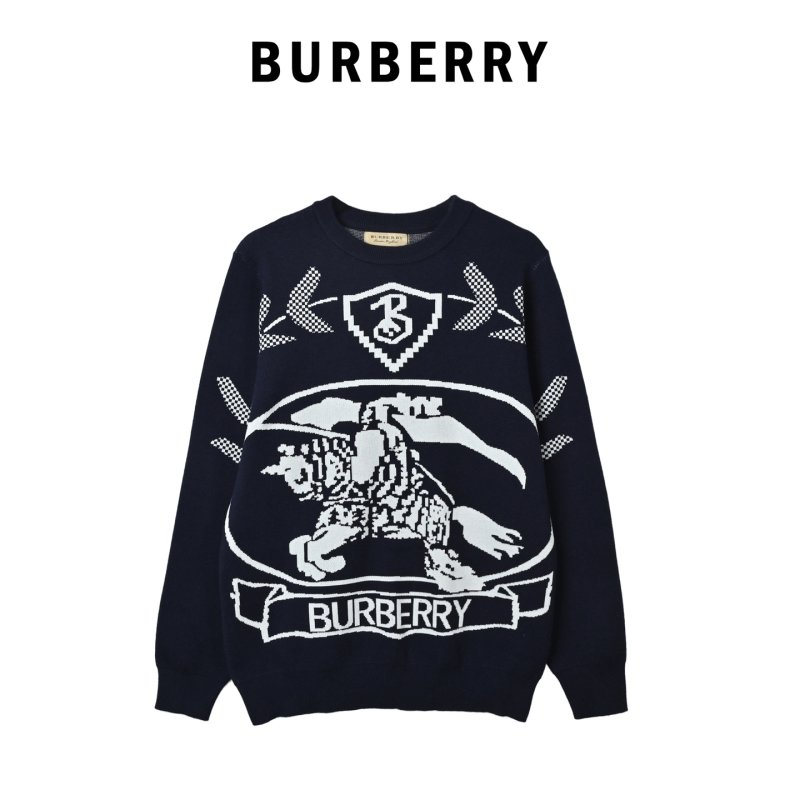 Burberry Navy Equestrian Crest Knit Sweater view