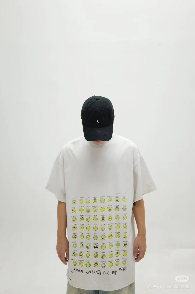 Oversized Emoji Grid Print White T-Shirt view