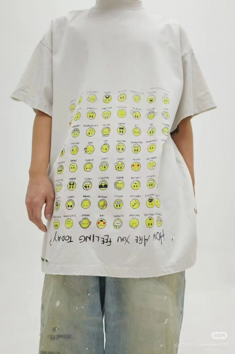 Oversized Emoji Grid Print White T-Shirt view