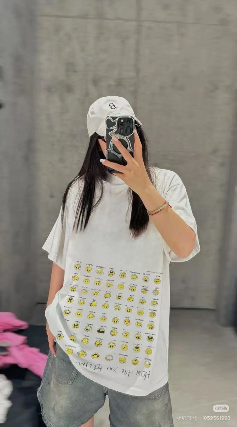Oversized Emoji Grid Print White T-Shirt view