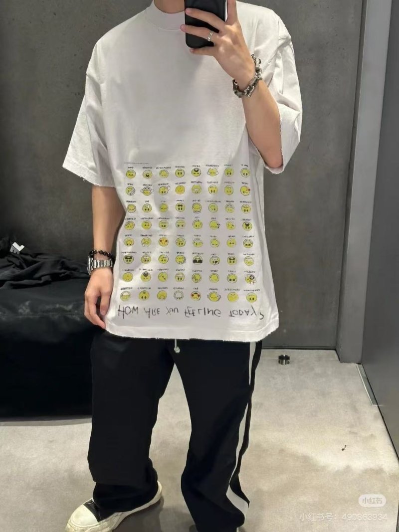 Oversized Emoji Grid Print White T-Shirt view