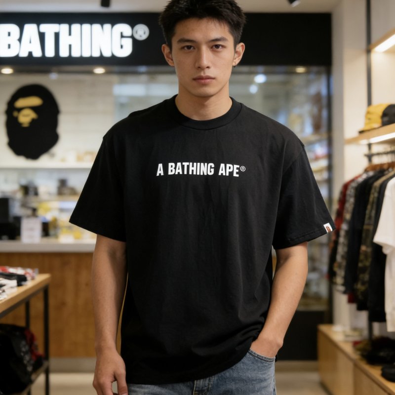 A Bathing Ape Black Logo T-Shirt view