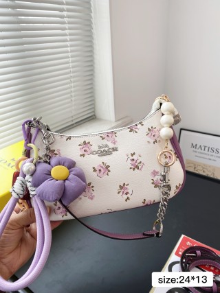 Coach Crescent Moon Shoulder Bag Purple view 3