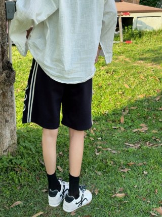 Adidas Black Striped Shorts with White Side Tape view 4