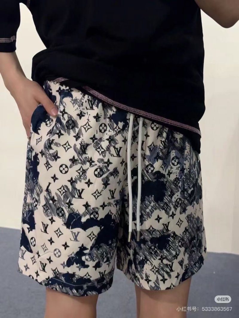 Louis Vuitton Monogram Print Shorts Cream Navy