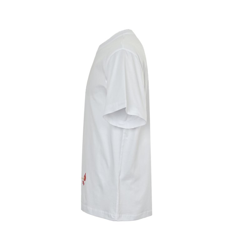 White Short Sleeve T-Shirt with Red Embroidery Detail view