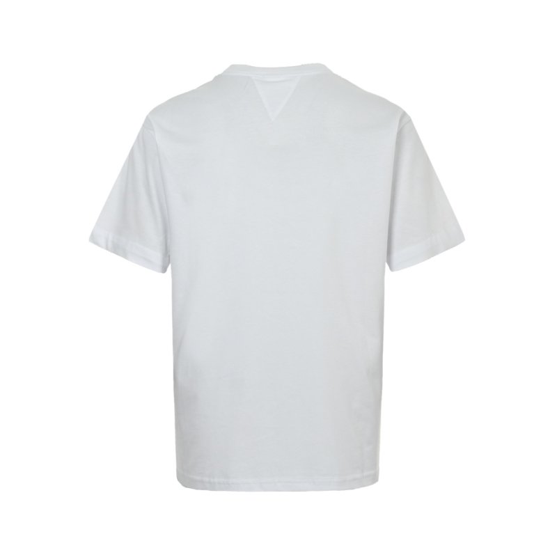 White Short Sleeve T-Shirt with Red Embroidery Detail view