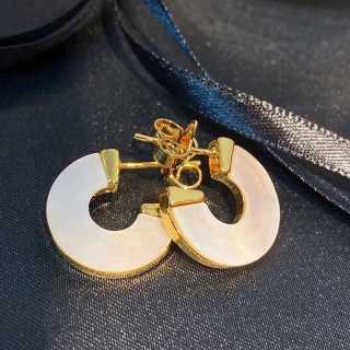 Vivienne Westwood White Mother of Pearl Orb Stud Earrings Gold