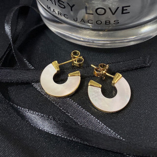 Vivienne Westwood White Mother of Pearl Orb Stud Earrings Gold view 2