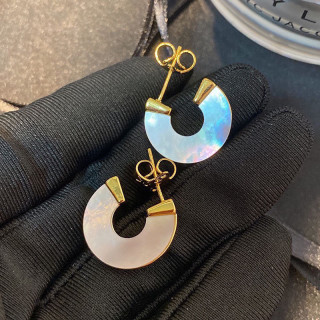 Vivienne Westwood White Mother of Pearl Orb Stud Earrings Gold view 5