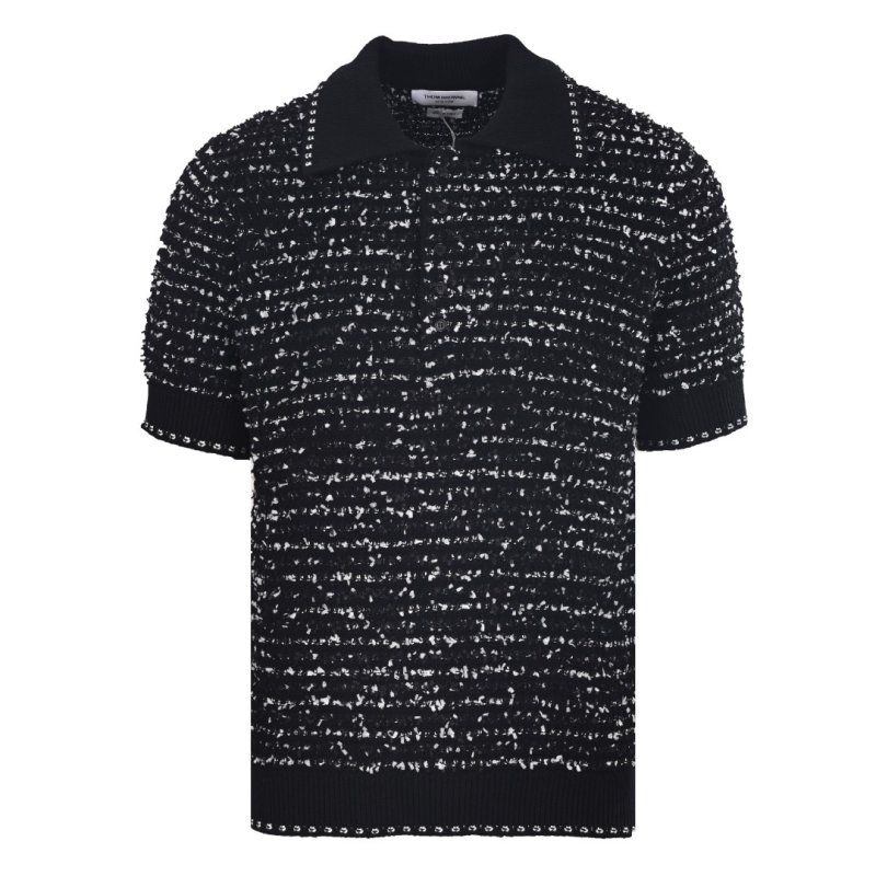 Black Sequin Short Sleeve Polo T-Shirt view