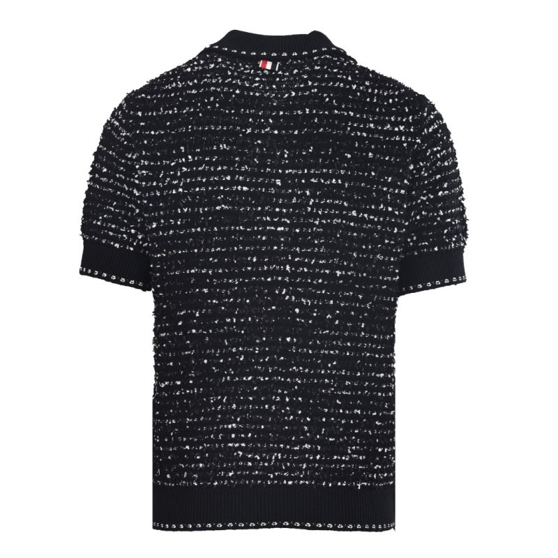 Black Sequin Short Sleeve Polo T-Shirt view