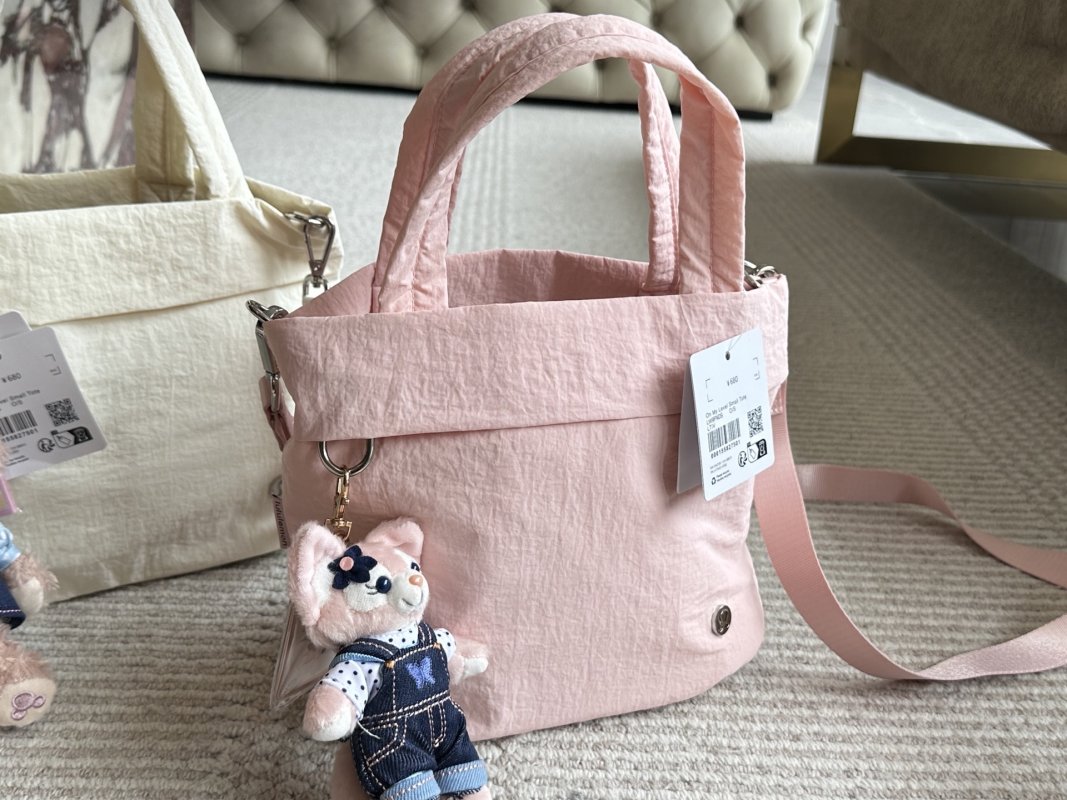 Lululemon Canvas Tote Bag Pink Multi-Pocket