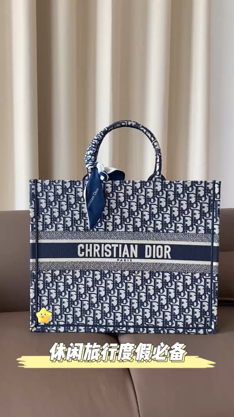 Christian Dior Monogram Tote Bag Navy White