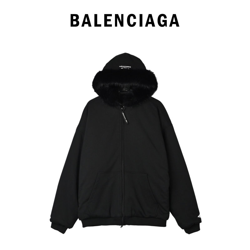 Black Puffer Jacket with Faux Fur Collar view