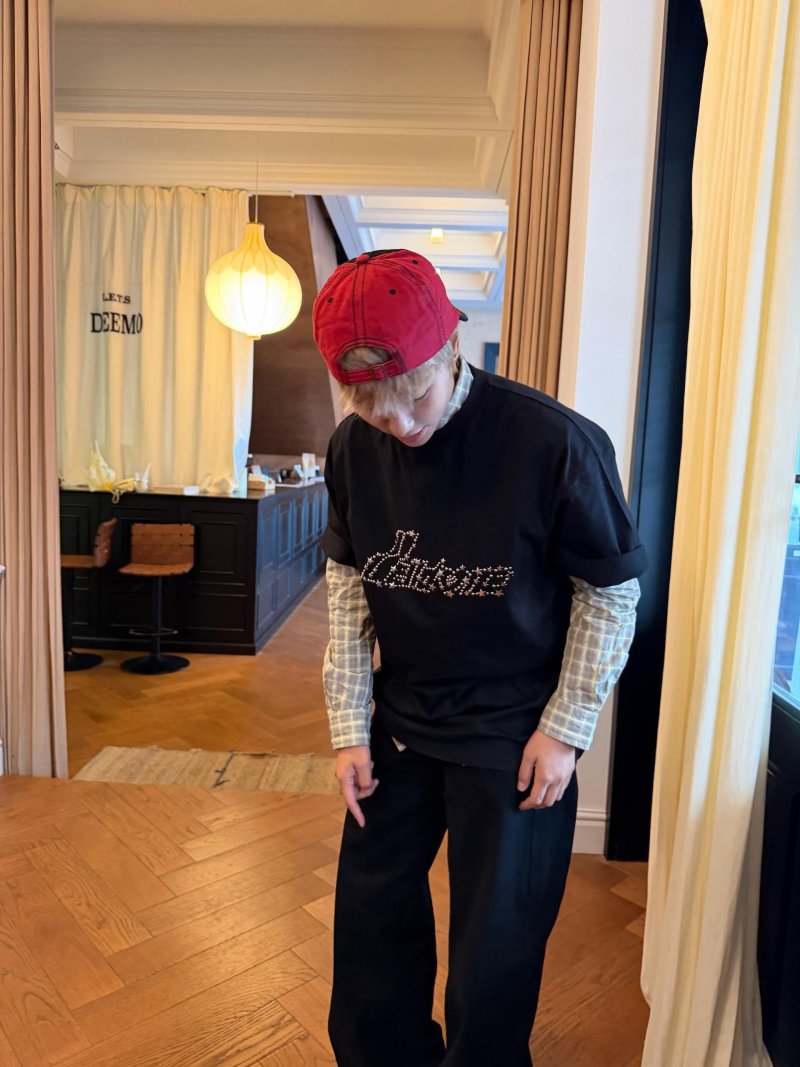 Black Rhinestone Logo Short Sleeve T-Shirt view
