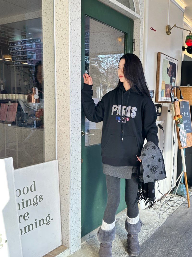 Black Paris France Graphic Hoodie view