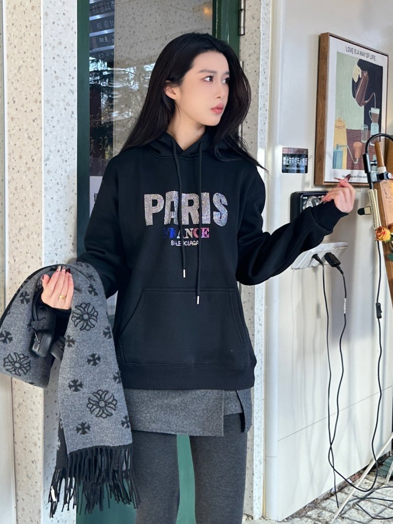 Black Paris France Graphic Hoodie view