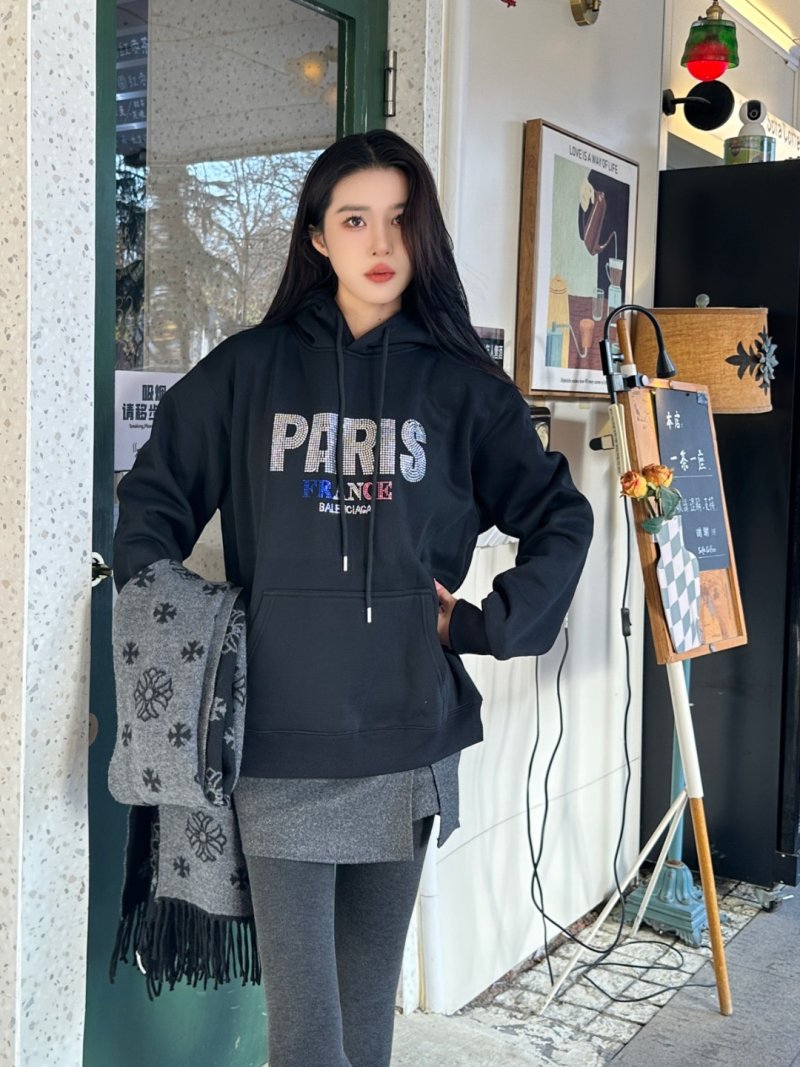 Black Paris France Graphic Hoodie view