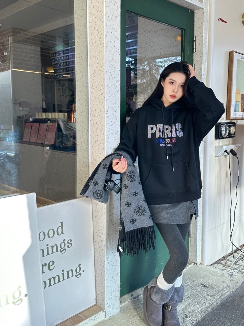 Black Paris France Graphic Hoodie view